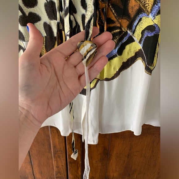 SOLD — Y2K Roberto Cavallli | Cream Butterfly Botanical Print Blouse M - Picture 6 of 13